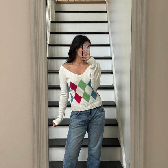 American Eagle Wool Sweater Off The Shoulder Vintage 2000s - Picture 2 of 5